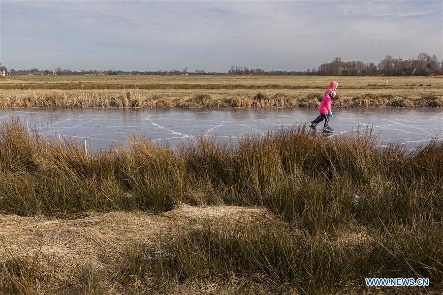 THE NETHERLANDS-FRISLAND-NATURAL ICE-SKATING