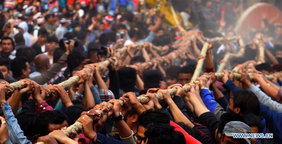 NEPAL-BHAKTAPUR-BISKET JATRA FESTIVAL