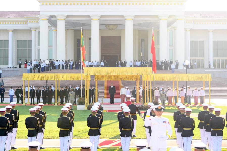 MYANMAR-NAY PYI TAW-CHINA-XI JINPING-PRESIDENT-WELCOME CEREMONY 