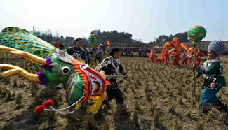 Dragon dance performed in SW China to celebrate Chinese Lunar New Year